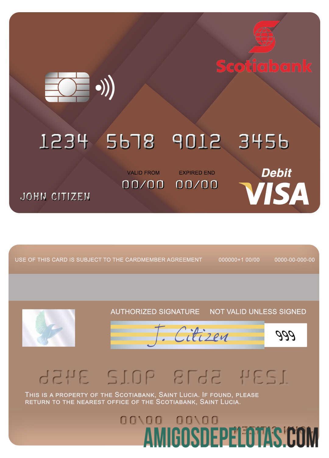 Cartão de débito Santa Lúcia Scotiabank Visa exemplo